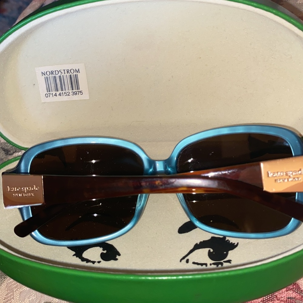 KATE SPADE NEW YORK LULUS SUNGLASSES TURQUOISE / BROWN WITH HARD CASE NWOT